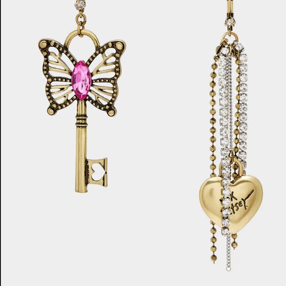 Betsey Johnson Lock Key Heart Earrings NWT - Picture 4 of 8
